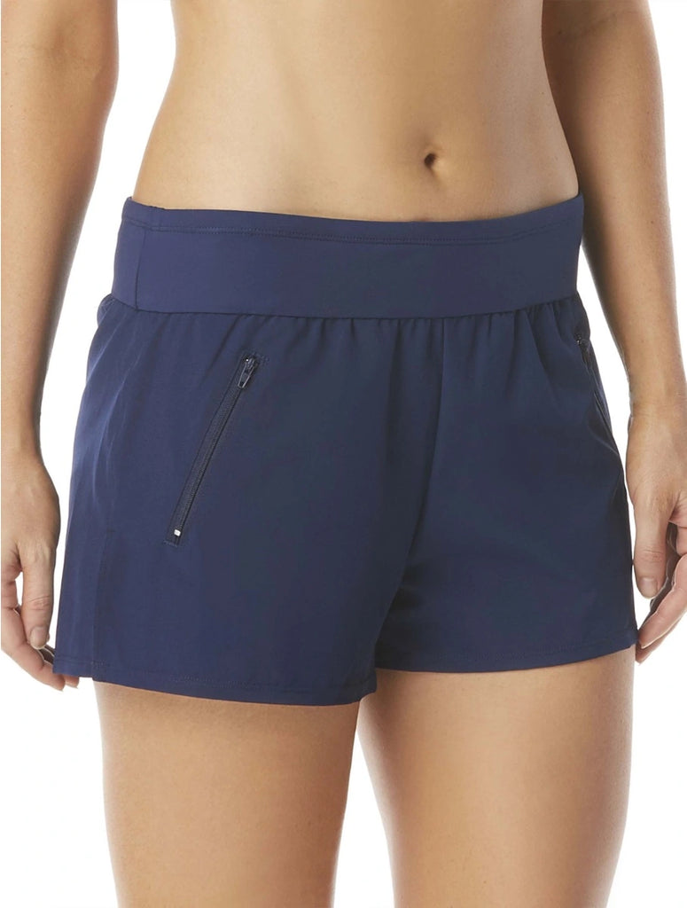 Beach House April Stretch Woven Beach Shorts in Navy