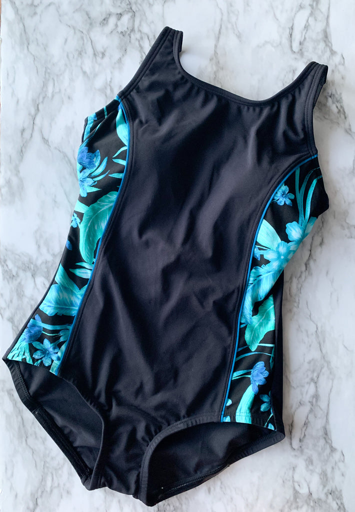 Gabar Black One piece with tropical side panels