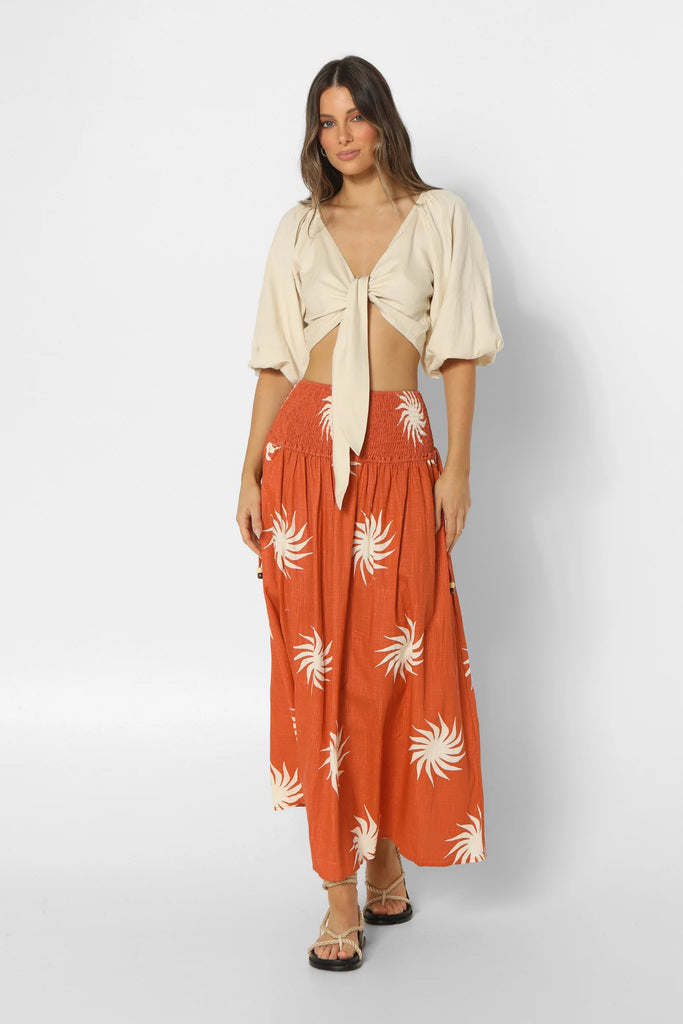 Lost in Lunar Amira Milk Tie Front Top