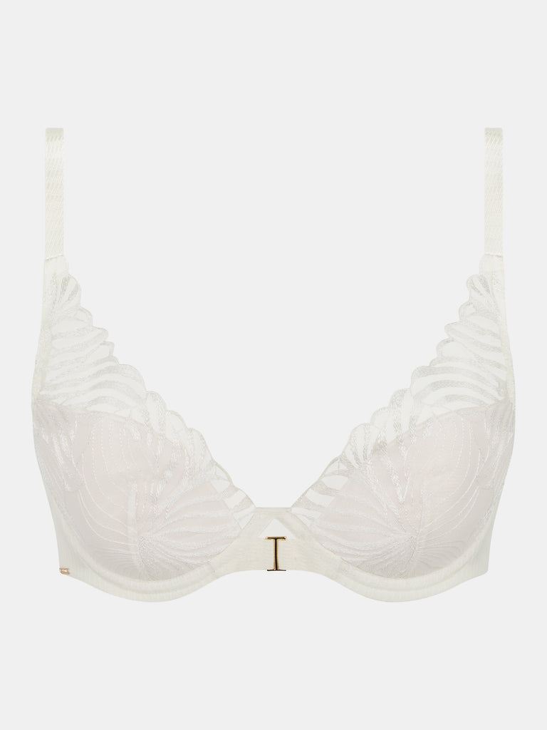 Chantelle Legend Lace Plunge Contour Bra Milk