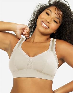 BKEssentials Full Coverage Lined Lace Bralette - Women's Bandeaus/Bralettes  in Cream