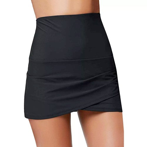 Finz Black Ruched Side Wrapped Swim Skirt