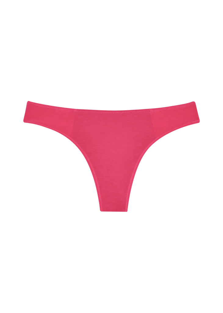Pink low profile thong on a white background
