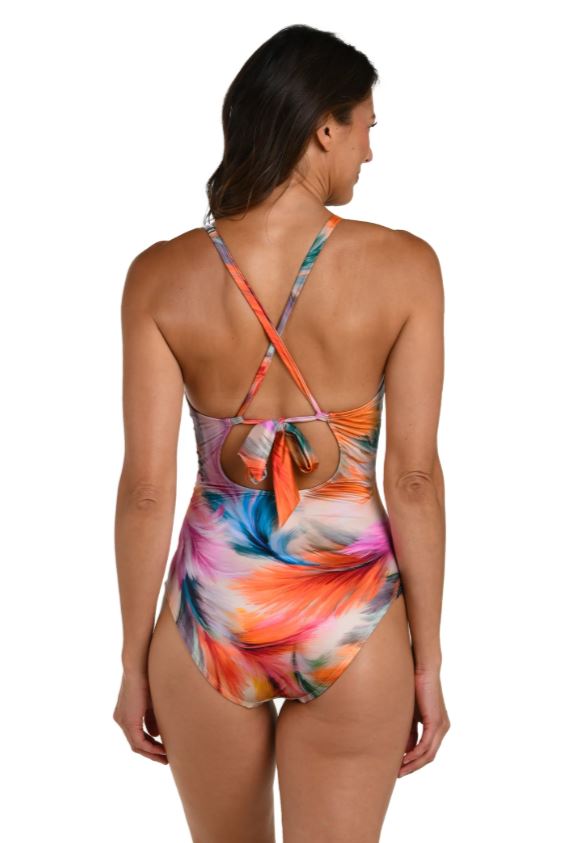 La Blanca Feathered Impressions High Neck Keyhole Swimsuit