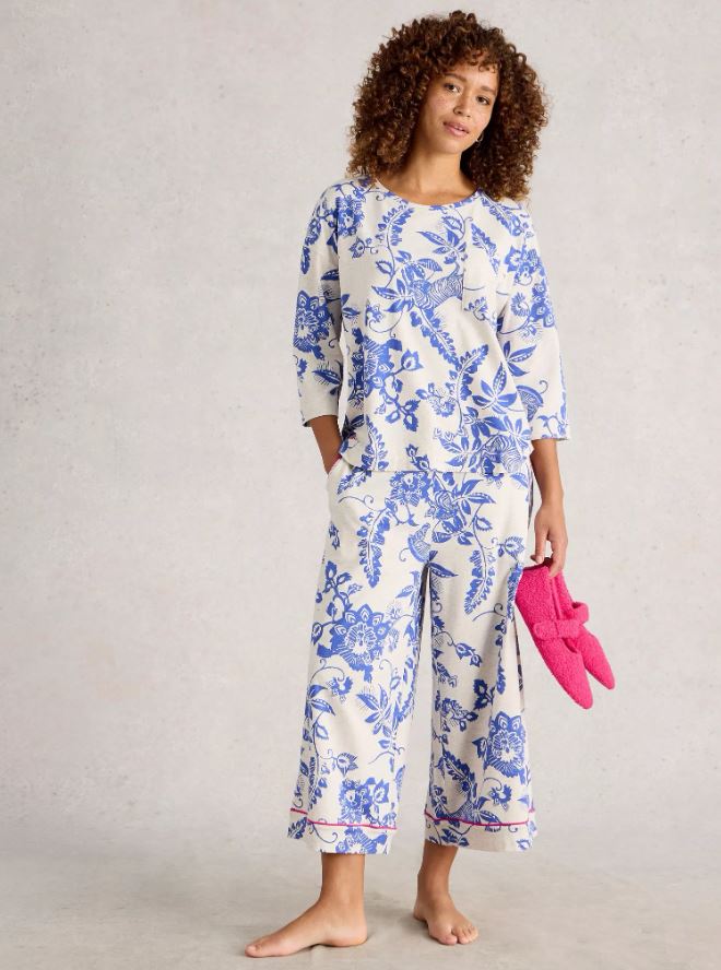 White Stuff Mia Boxy Tee & Trina Cropped Pant Lounge Sleep set