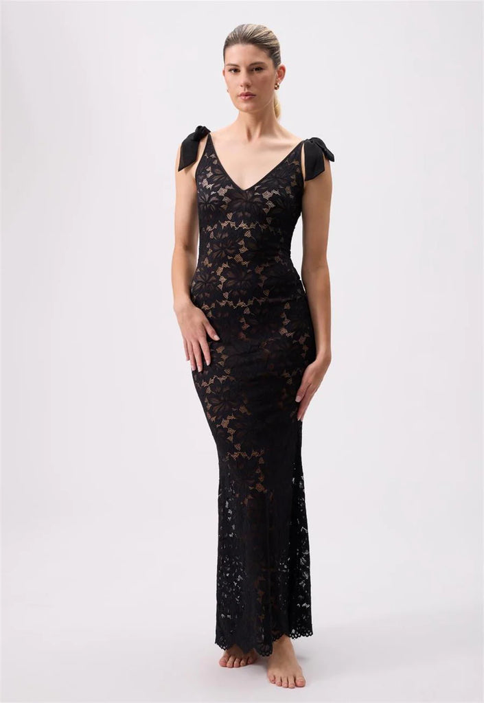 Rya Amour Stretch Lace Gown Black