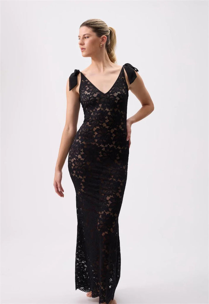 Rya Amour Stretch Lace Gown Black