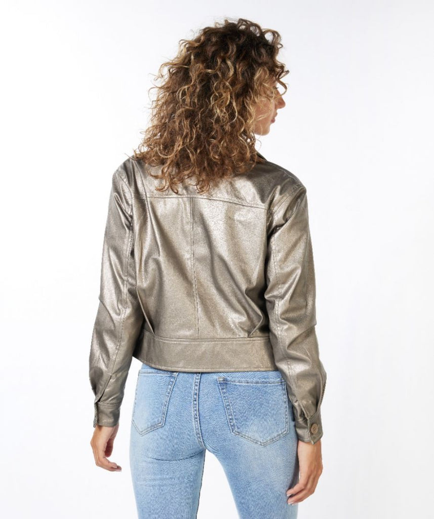 EsQualo Metallic Faux Leather Jacket
