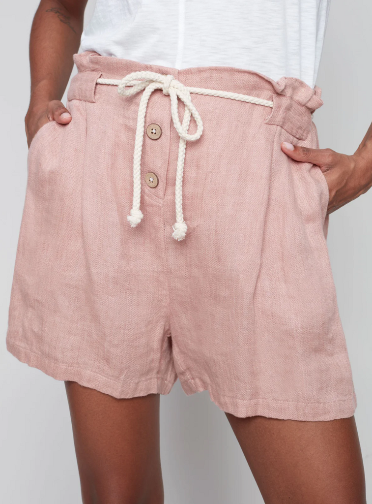 Charlie B Paperbag Shorts in Pink