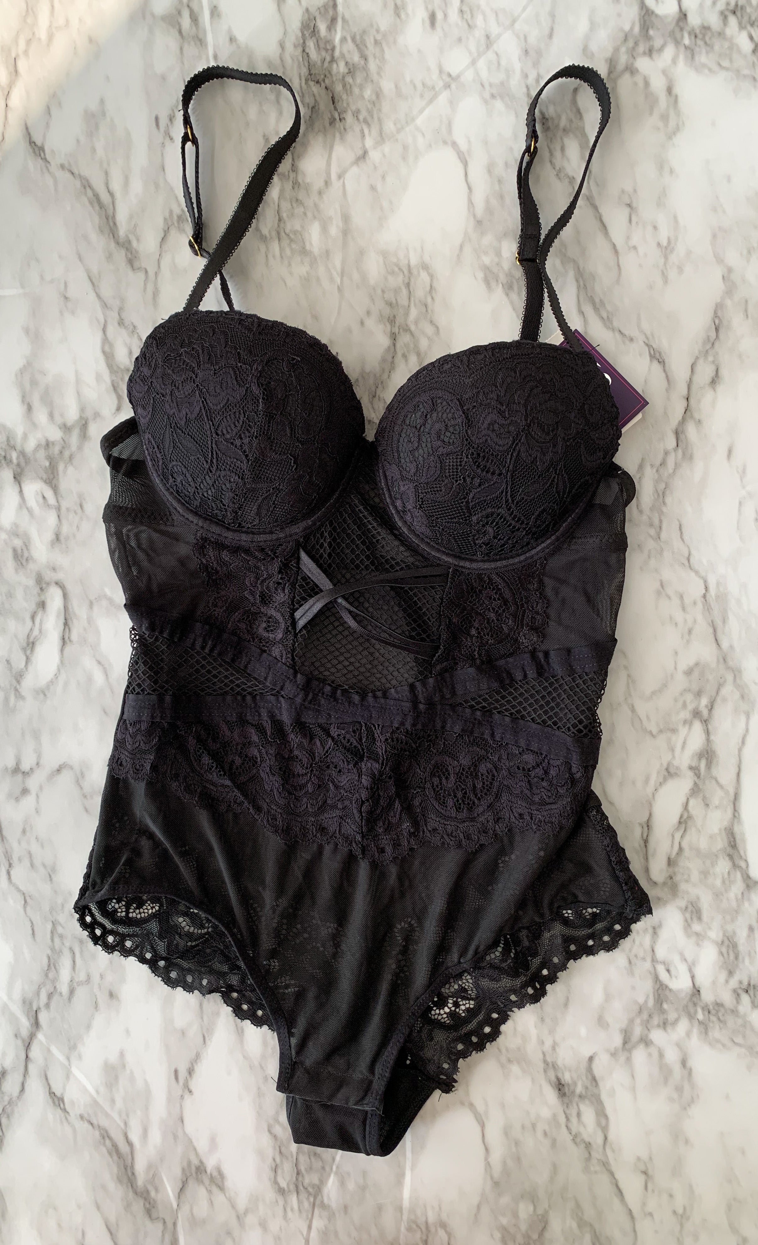 Lace and Mesh Push-up Teddy