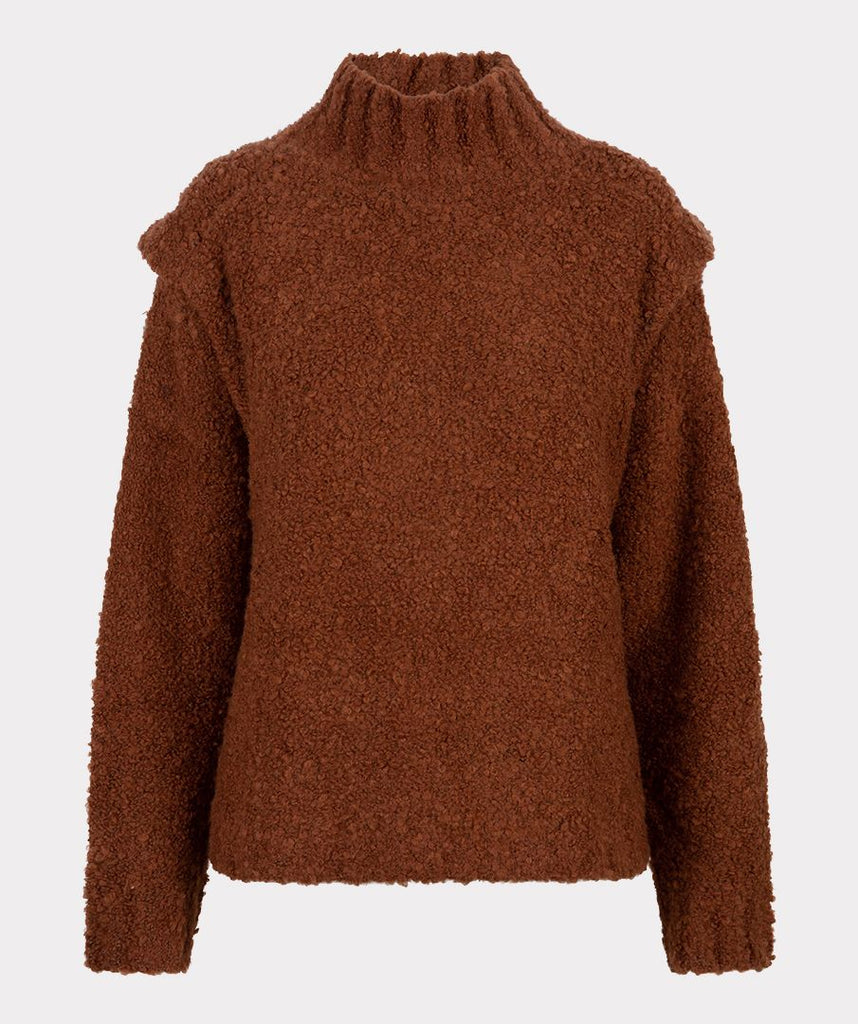 EsQualo Brown Boucle Turtleneck Sweater