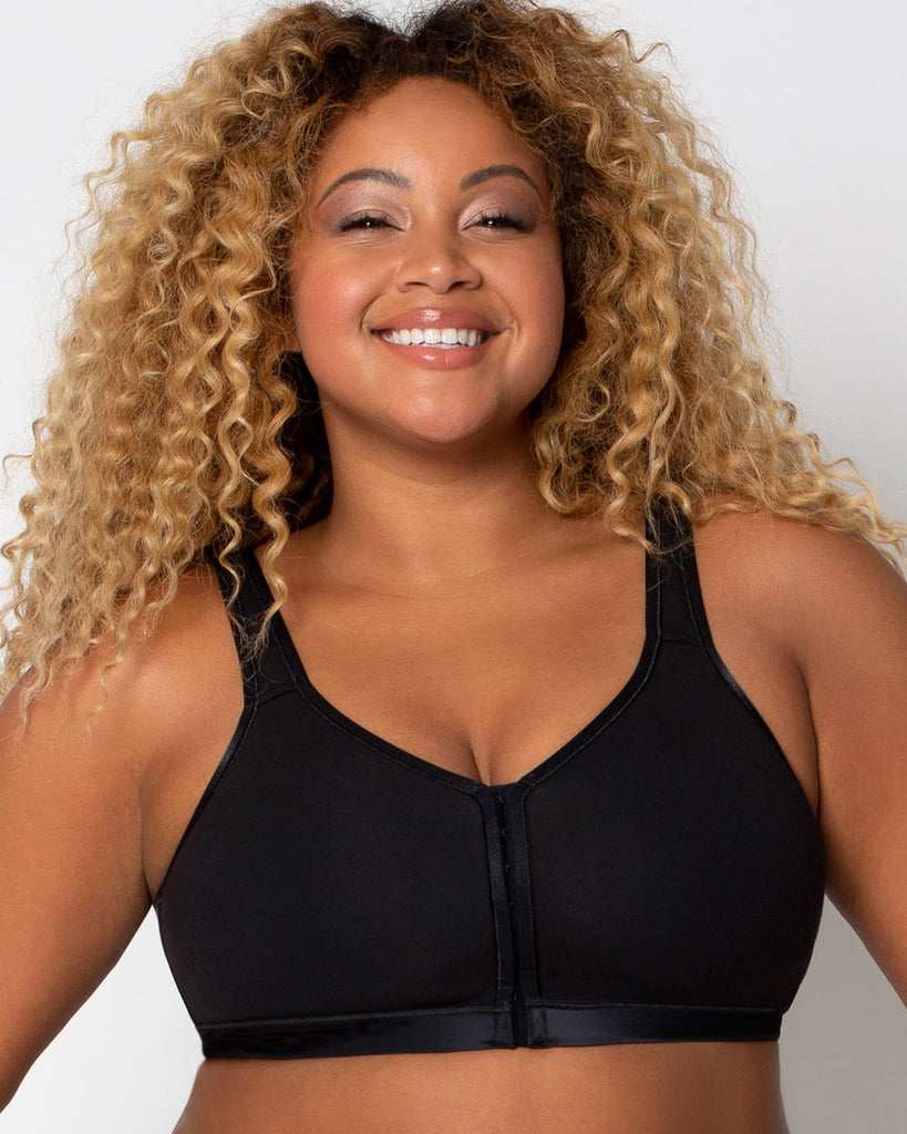 Cotton Luxe Front Close Bra from Curvy Couture in Black