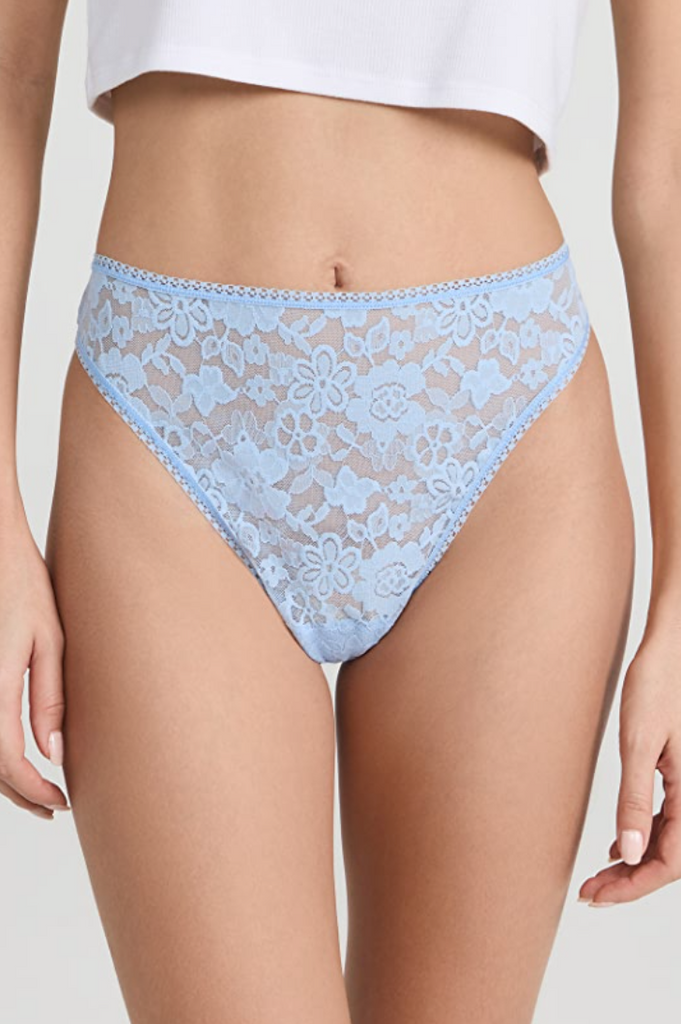 Hanky Panky Daily Lace High Cut Thong Blue