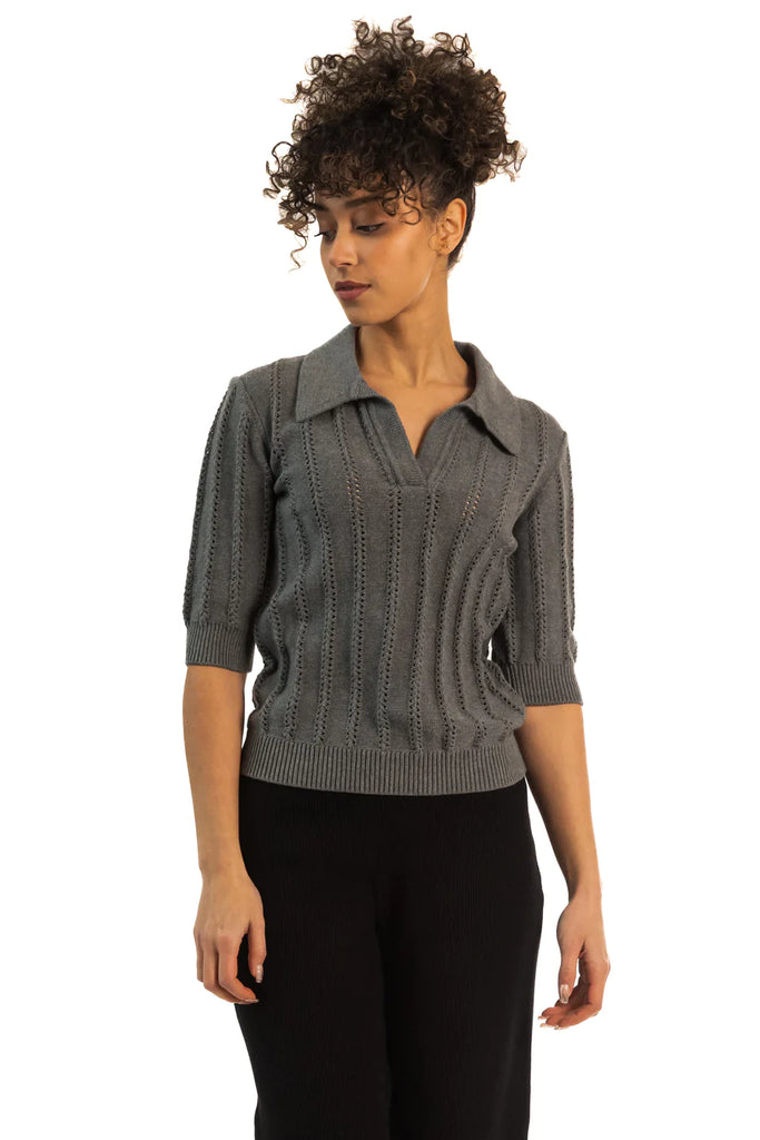 Paper Label Maggie Polo Knit in Grey