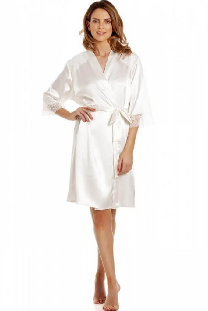 Bluana Silk Italian Robe in White